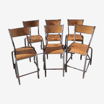 Lot of 6 vintage school chairs