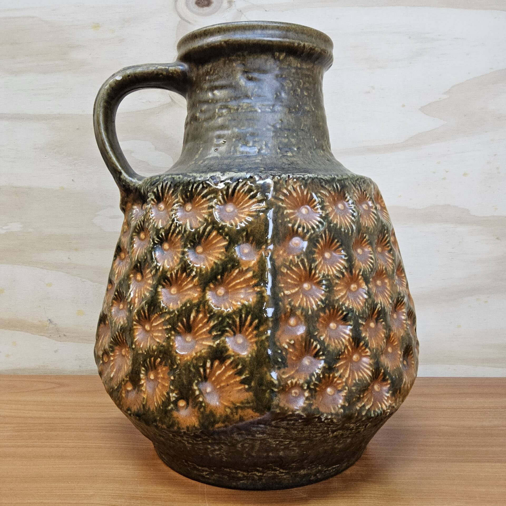 Vase vintage grand XXL Allemagne de l'Ouest Jasba 1667/35 orange