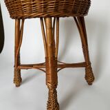 Vintage Mid Century Modern handwoven wicker stool
