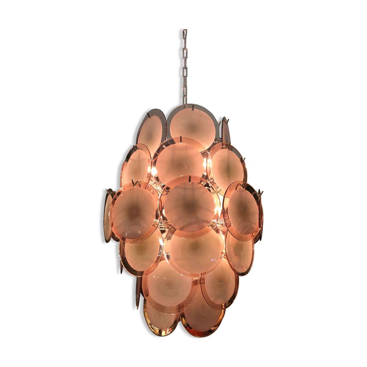 Murano Chandelier with 42 Crystal Disks design Gino Vistosi, 1970s