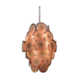 Murano Chandelier with 42 Crystal Disks design Gino Vistosi, 1970s