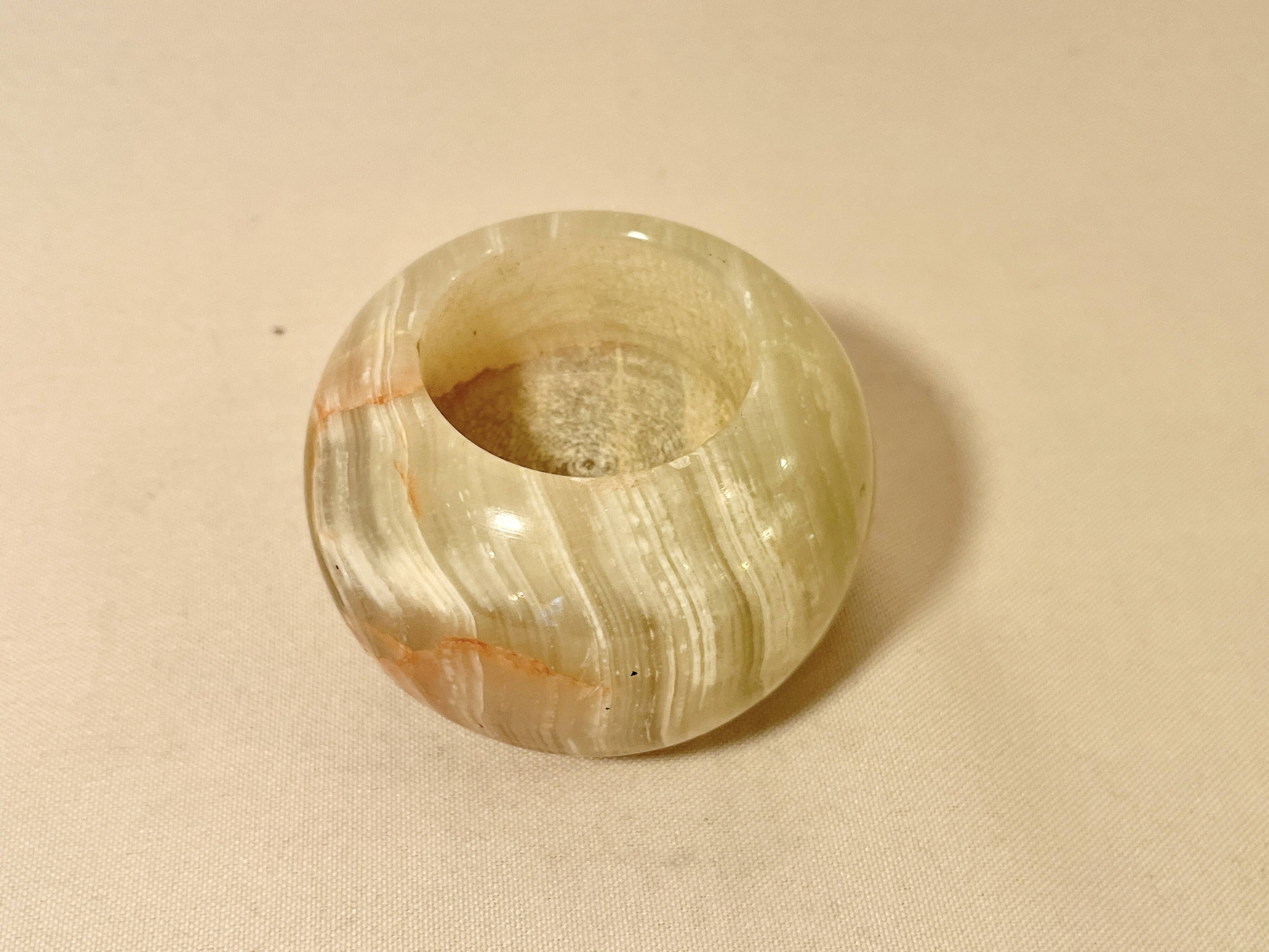 Vintage brown green onyx round candle holder 1070 tealight holder