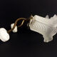 Pair of brass swan collar wall sconces, porcelain fastening. Vintage