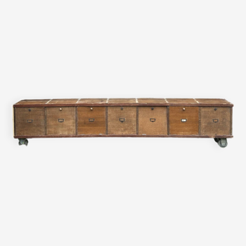 Low sideboard, cabinet with closed lockers on wheels