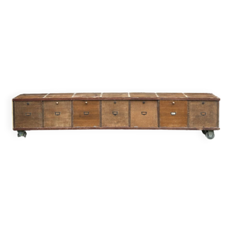 Low sideboard, cabinet with closed lockers on wheels