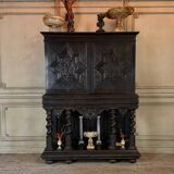 Large Louis XIII cabinet in ebony veneer, 17th century