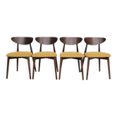 Modern Set of 4 Dining Chairs, Ochre Bouclè and Dark walnut beech wood