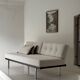 Modernist canapé design – Completely reupholstered in Pierre Frey fabric.