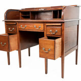 Edwardian tambour roll top mahogany desk