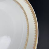 Plat rond creux en porcelaine de Limoges liseré jaune et doré