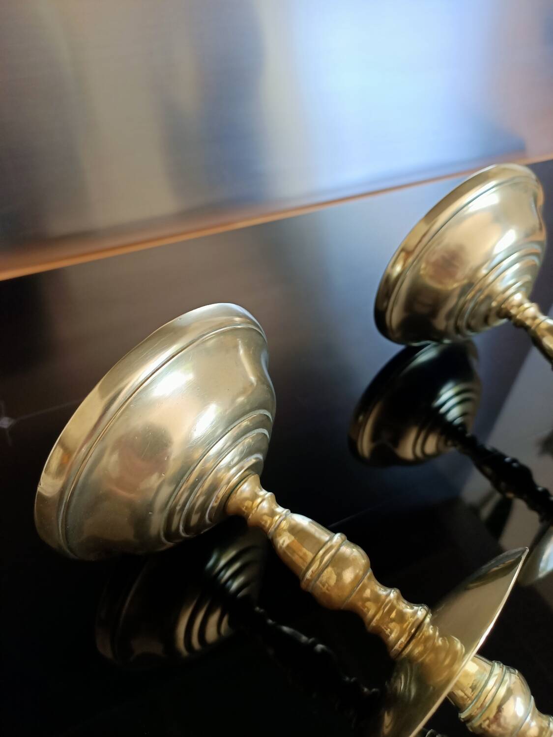 Golden bronze candlesticks