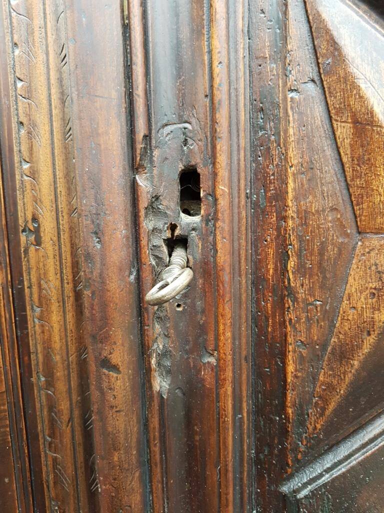 Louis XIII style two-piece recessed high wardrobe