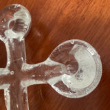 A pair of vintage moulded glass candlesticks.