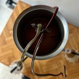 Vintage chandelier in chrome metal, steel and molded glass -3 branches