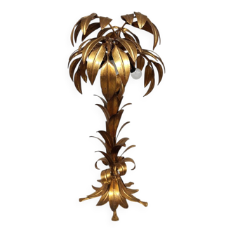 Lampe de table vintage en laiton avec feuille de palmier Hans Kögl