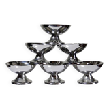 6 coupelles à dessert sur pieds en inox vintages style bistrot