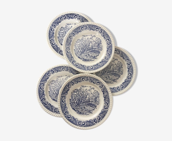 Assiettes plates vintage "pont"