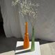 Vintage polished green glass soliflore vase H32