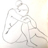 Drawing of a nude model, pencil on paper