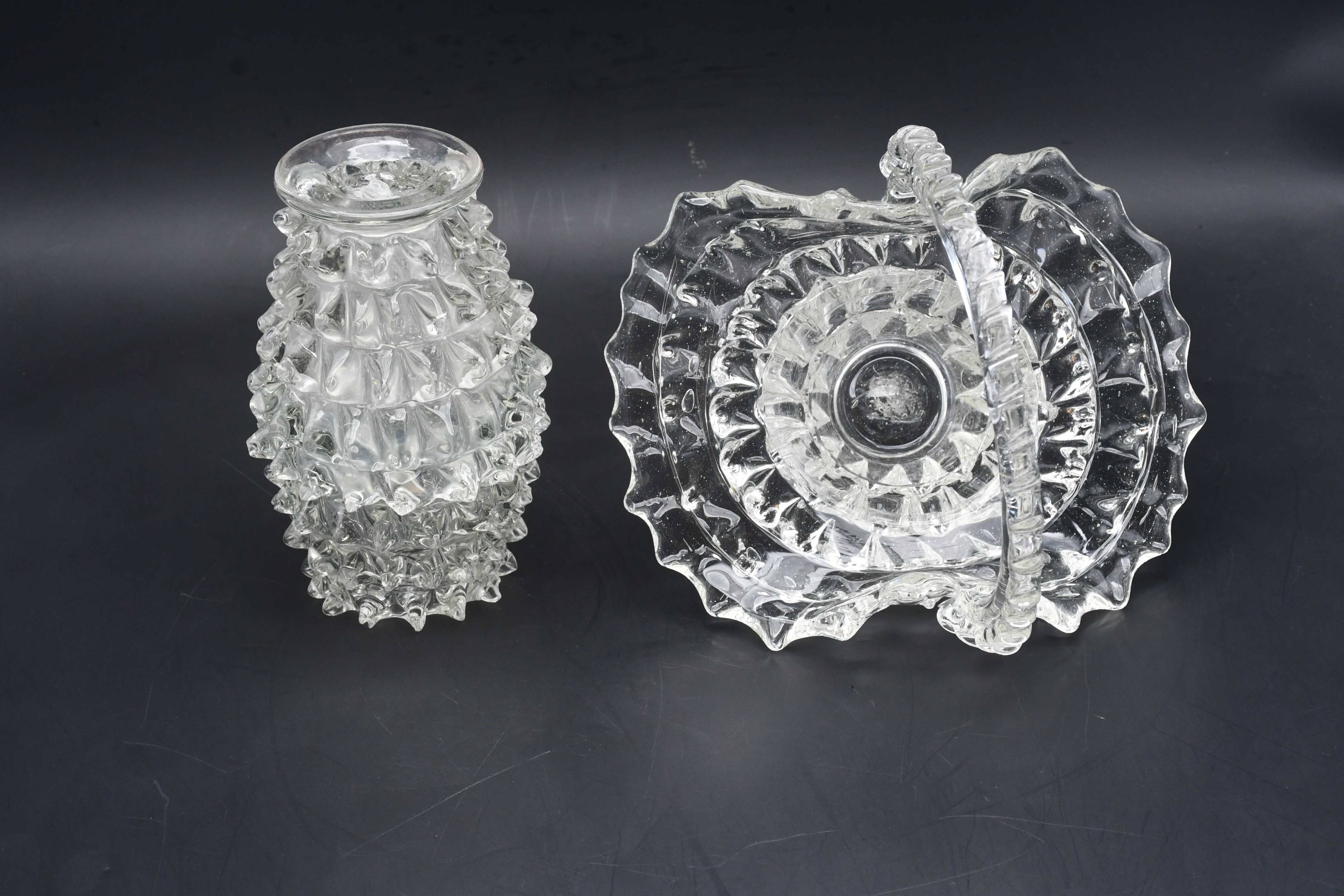 Set of 2 Ercole Barovier Rostrato Murano Italian Glass Vase for Barovier & Toso