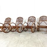 Vintage bamboo rocking chairs, 1960s, set of 4