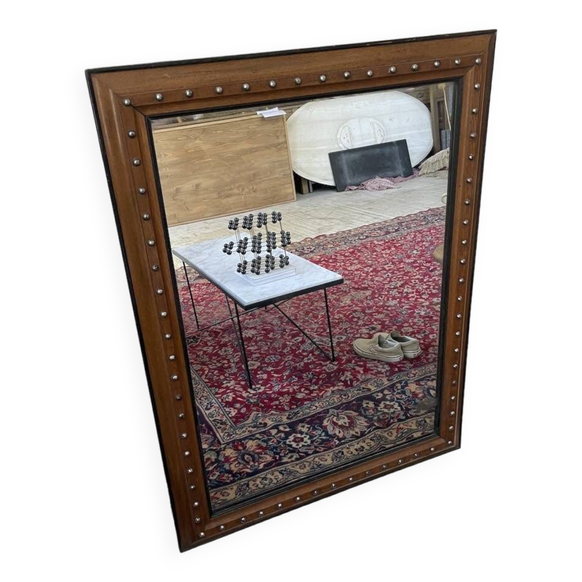 1900 wooden mirror with nails