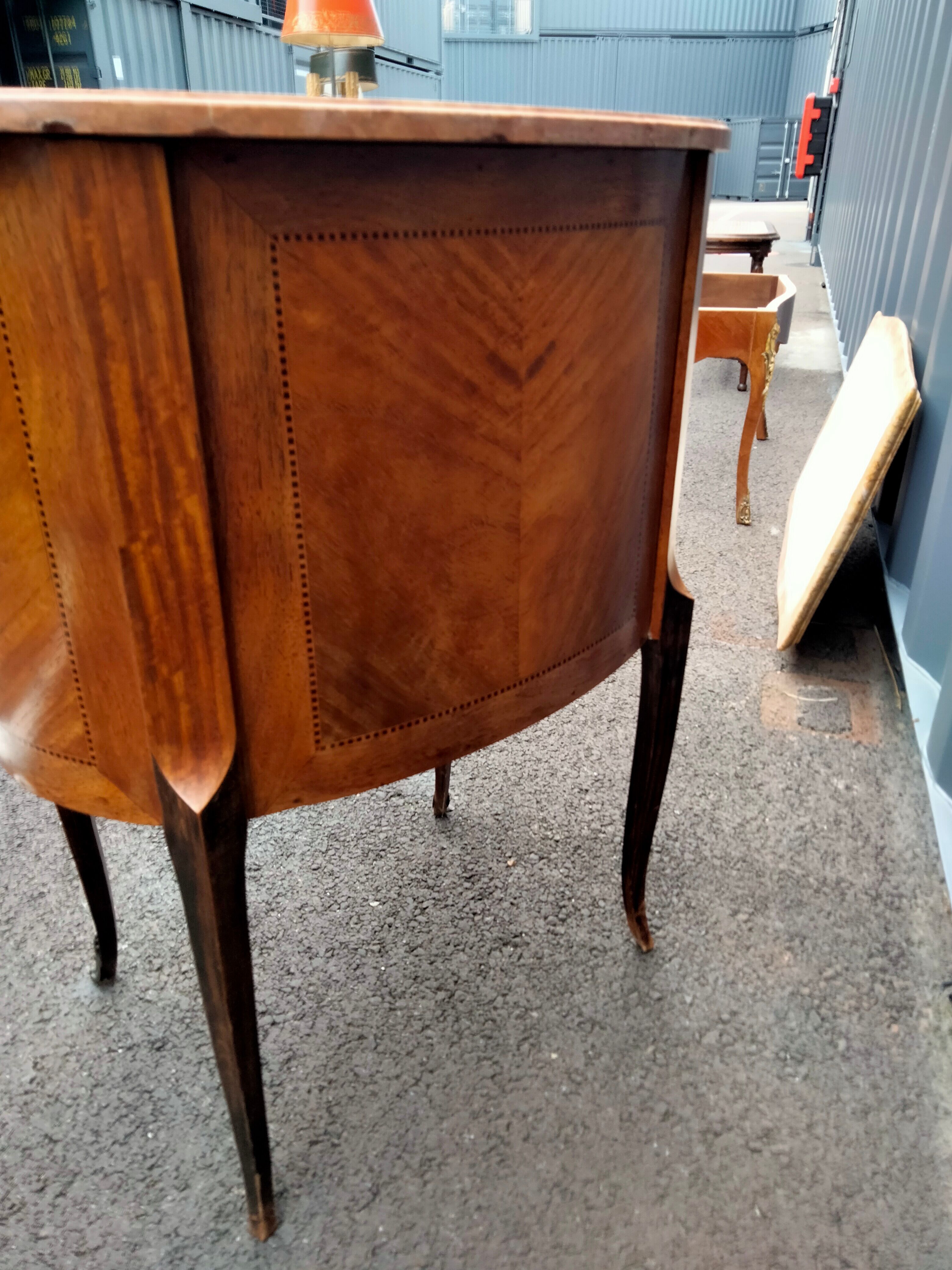 Chest of drawers old marquetry marble top style louis xvi