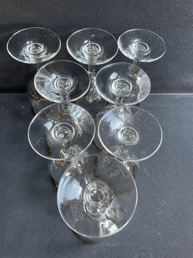 8 Daum gold-plated wine glasses