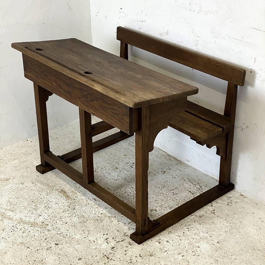 Pupitre d'écolier double vintage 50's
