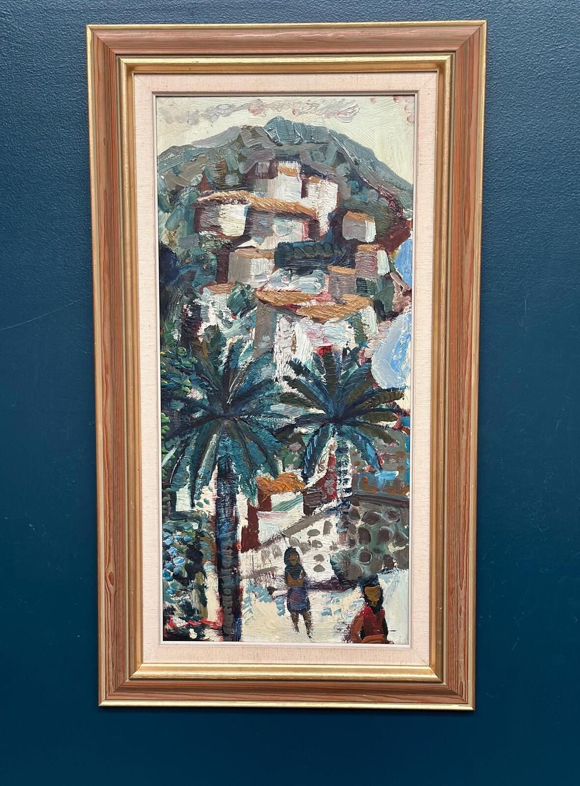 Swedish Oil on Panel – “Southern Village” by Bertil Wahlberg – Signed