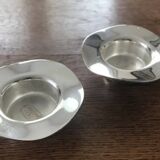 Pair of round candlesticks in silver metal, Danish design