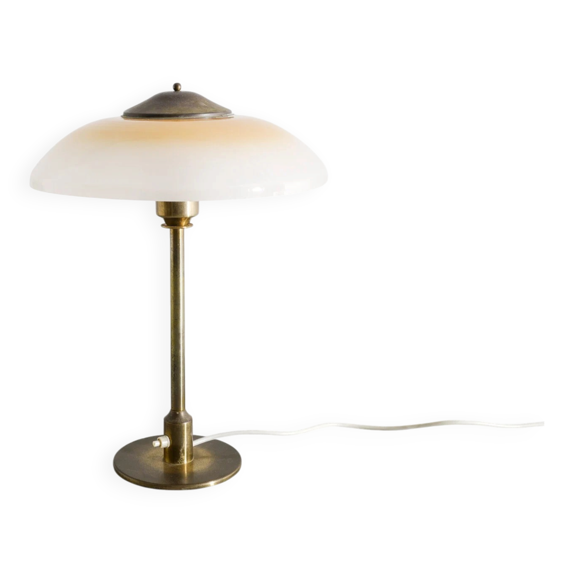 Vintage Danish Mid Century Fog & Mørup Table Lamp in Brass & Glass, 1950s