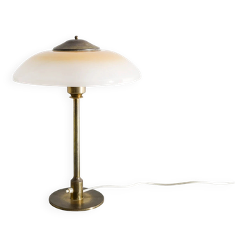 Vintage Danish Mid Century Fog & Mørup Table Lamp in Brass & Glass, 1950s