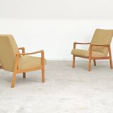 Pair of Jitona Sobeslav cream armchairs Ex Czechoslovakia