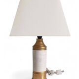 Bitossi Ceramic Table Lamp by Aldo Londi, Gold/Cream, Italy, 1970s