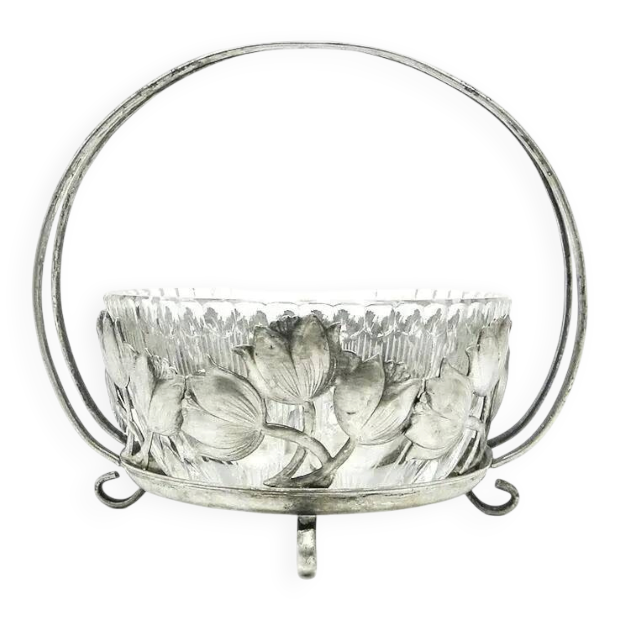 Sugar bowl, postmodernism, silver-plated brass, HEFRA, Poland, 1970s