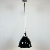 Industrial black enamel pendant lamp, 1950s