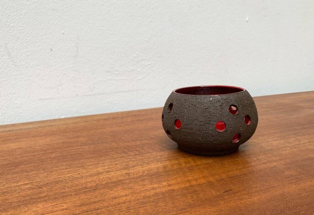 Bougeoir en céramique danois brutaliste du milieu du siècle de Lehmann Pottery, années 1960