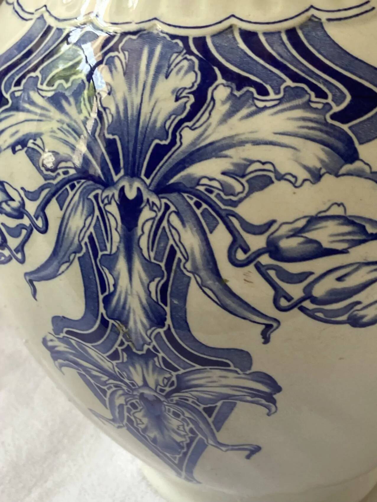 Antique art nouveau pitcher, “Orchid” model, signed BFK – Choisy-le-Roi,