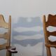 Vintage Brutalist Oak Razorblade Green Striped Armchair by H Kjærnulf, 1960