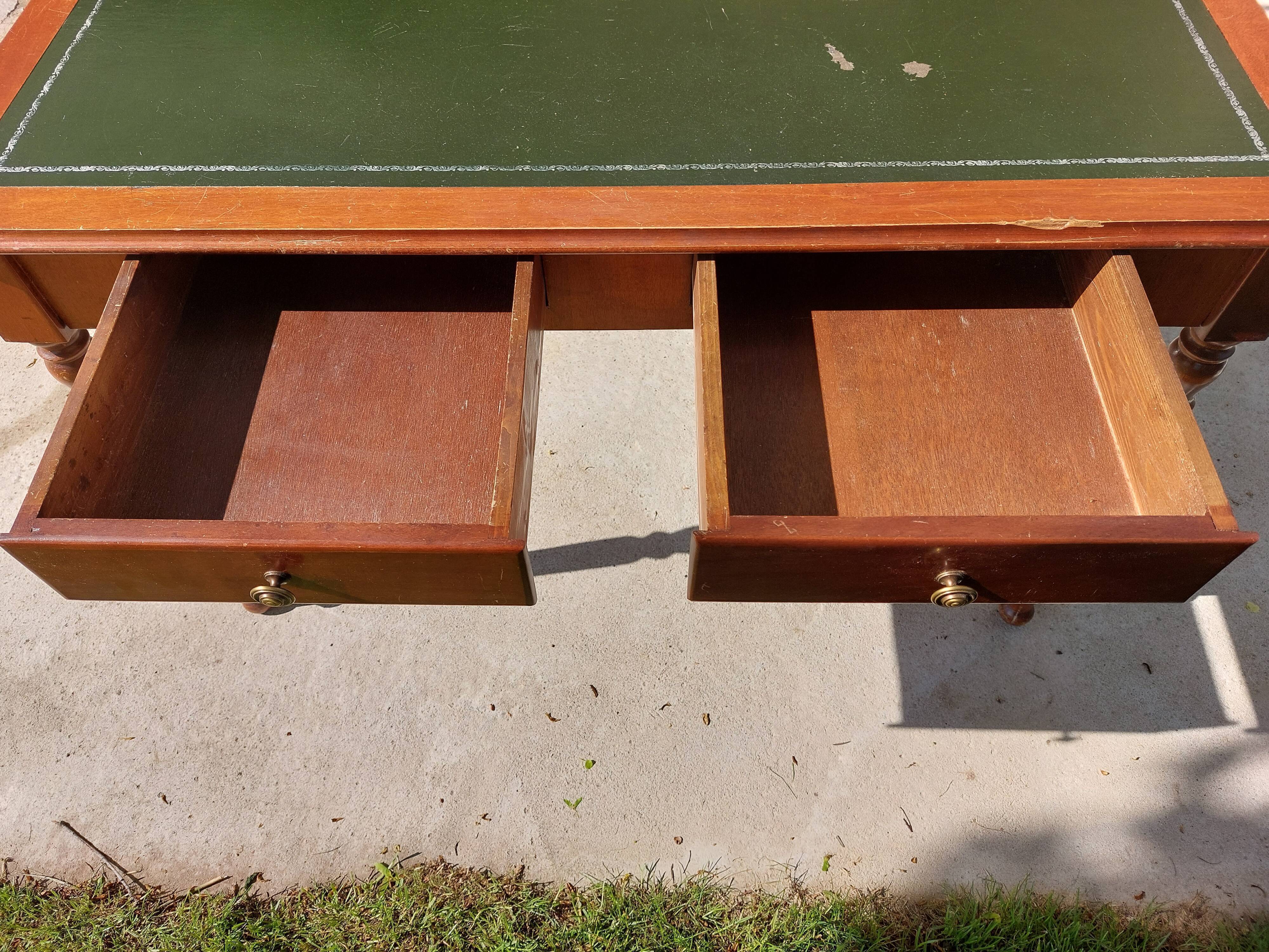 Desk green leather top