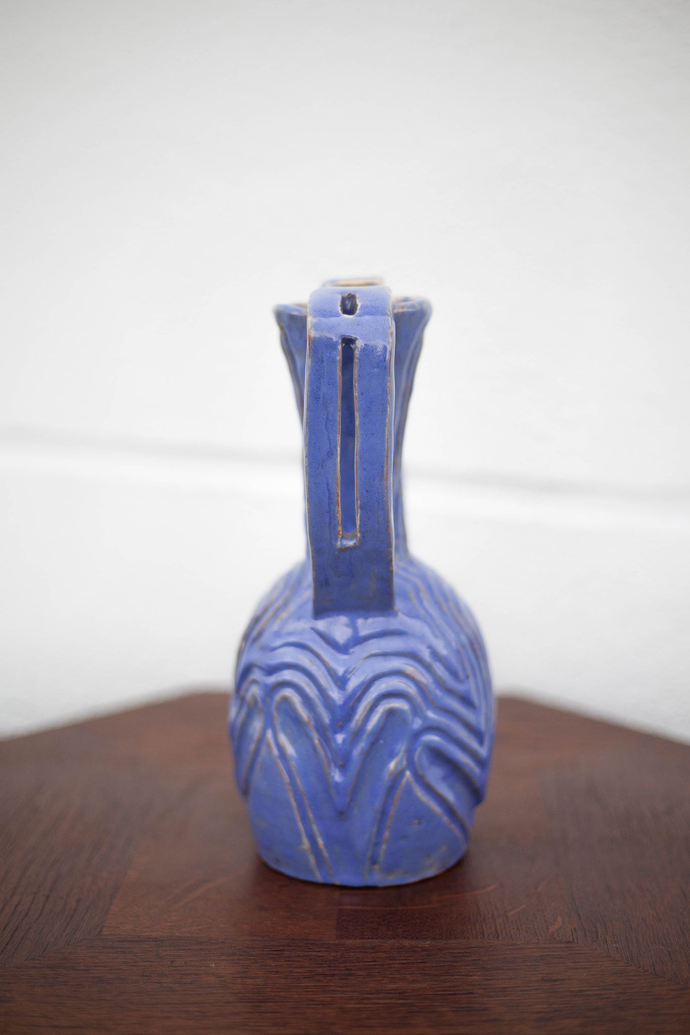 Vase in brutalist blue glazed terracotta 70