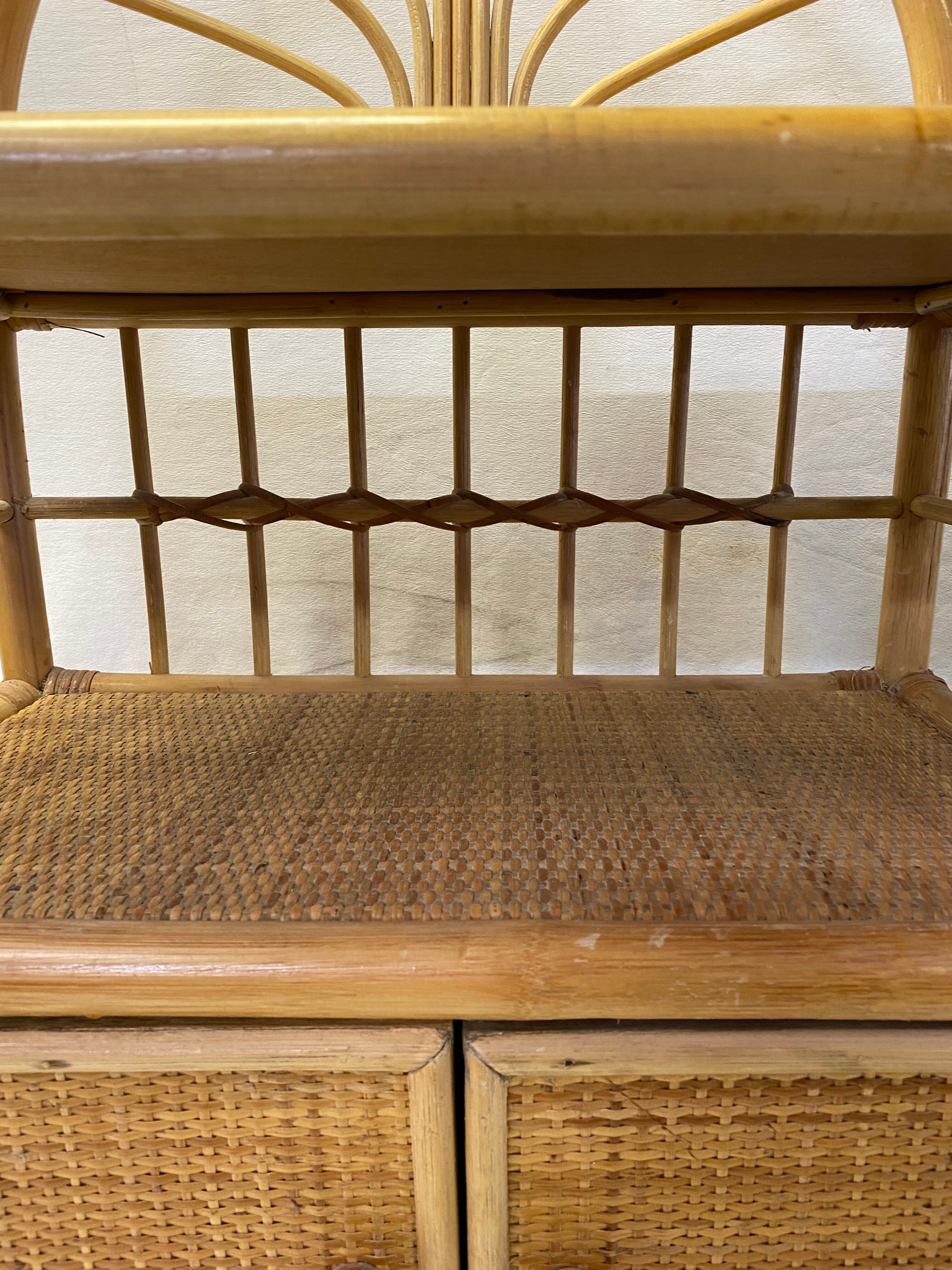 Vintage rattan storage cabinet