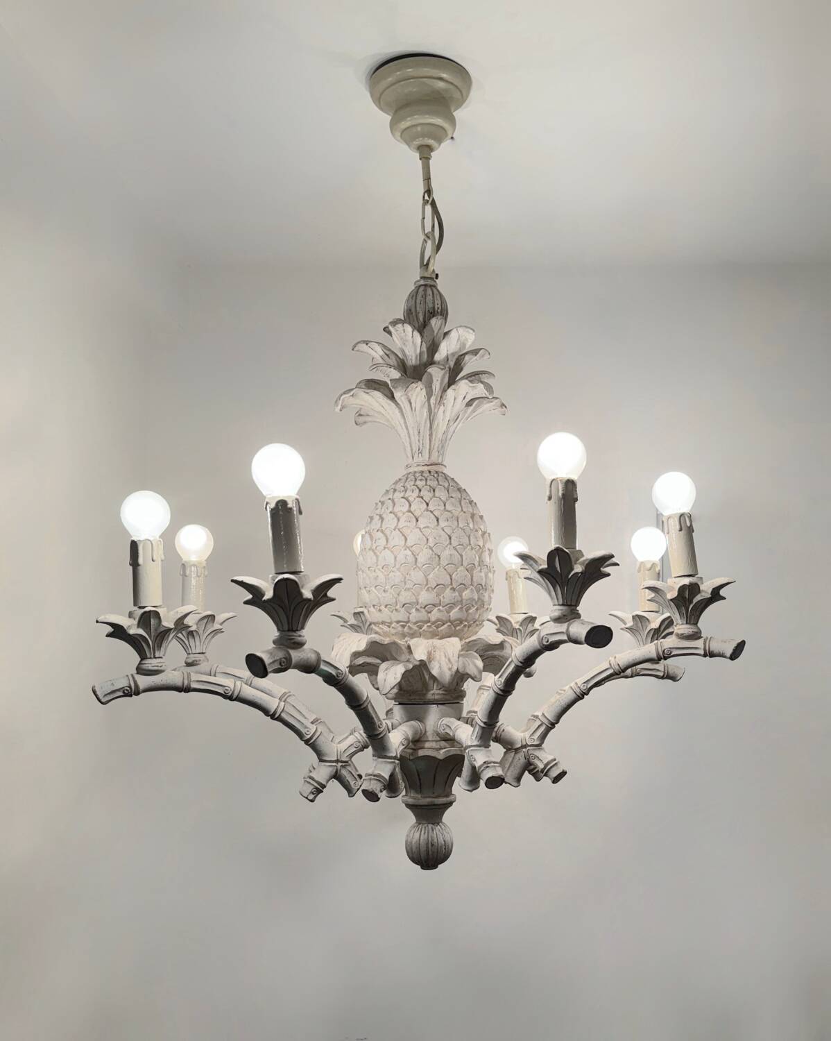 Large Hollywood Regency pineapple chandelier, 1980s