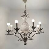 Large Hollywood Regency pineapple chandelier, 1980s