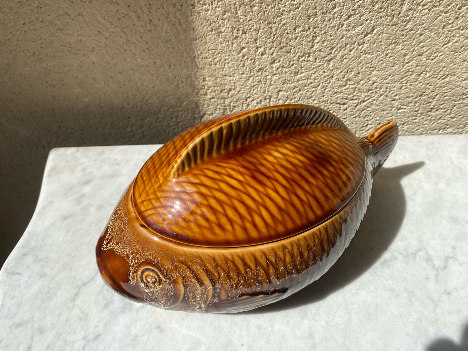 Ceramic fish tureen from sarreguemines