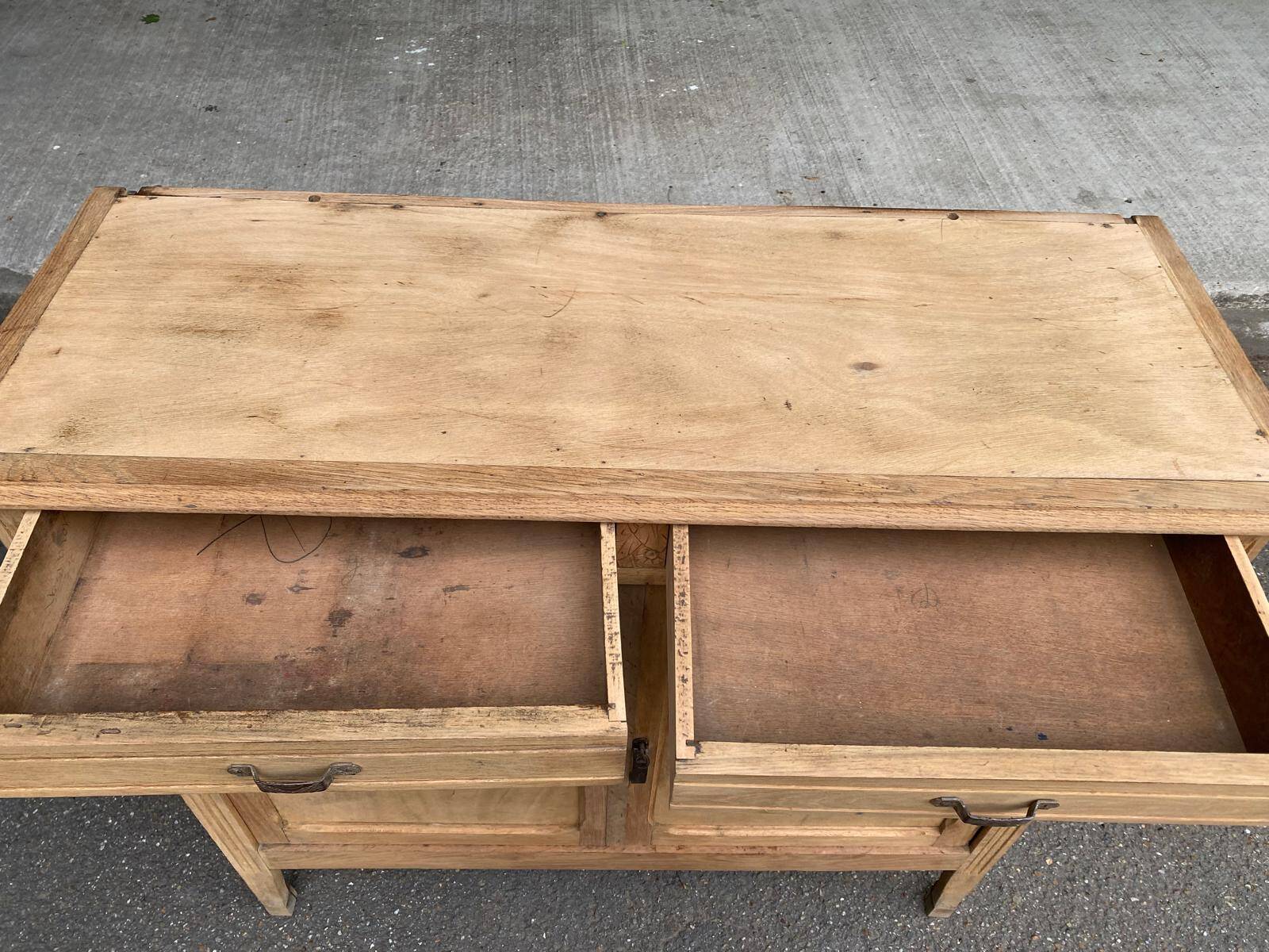Renovated vintage Parisian art deco wooden sideboard from the 1940s