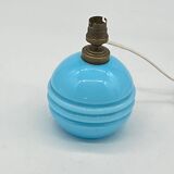 Pied de lampe boule opaline bleu, vintage