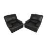 Paire de fauteuils 1970 cuir noir
