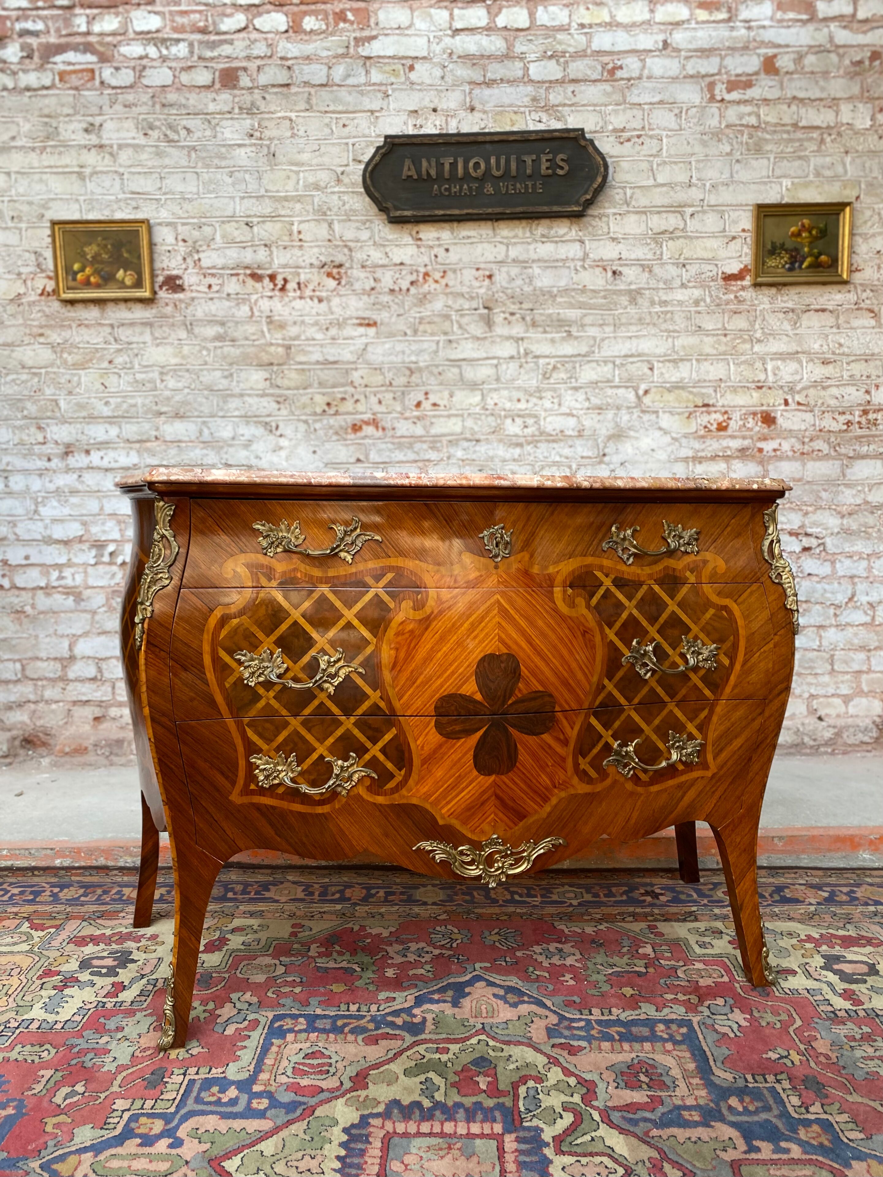 Chest of drawers stamped in marquetry Louis XV style